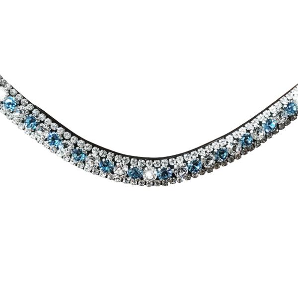 Lumiere Equestrian Baby Blue, Deep Wave Crystal Browband, BROWN Leather