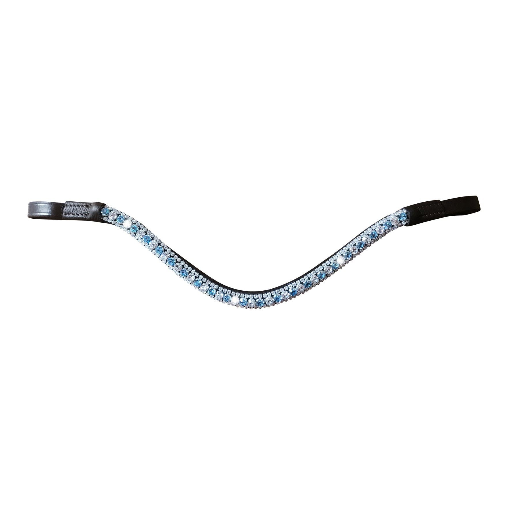 Lumiere Equestrian Baby Blue, Deep Wave Crystal Browband, BROWN Leather
