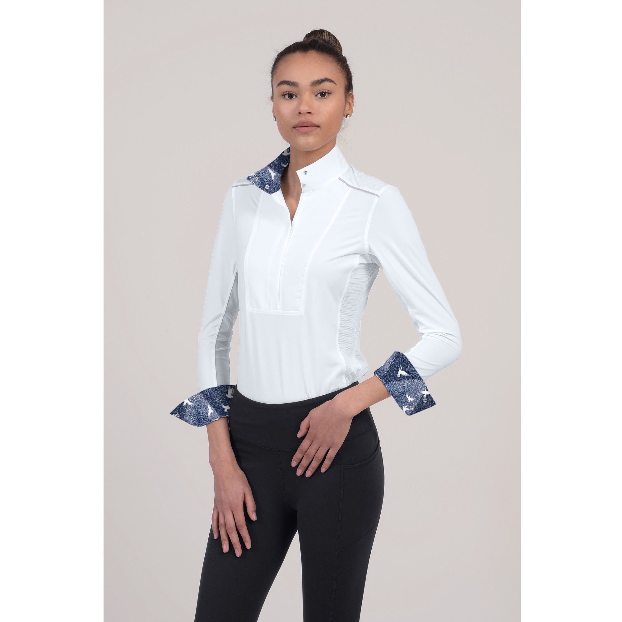 Chestnut Bay Sky Cool Liberty Ladies Show Shirt, White
