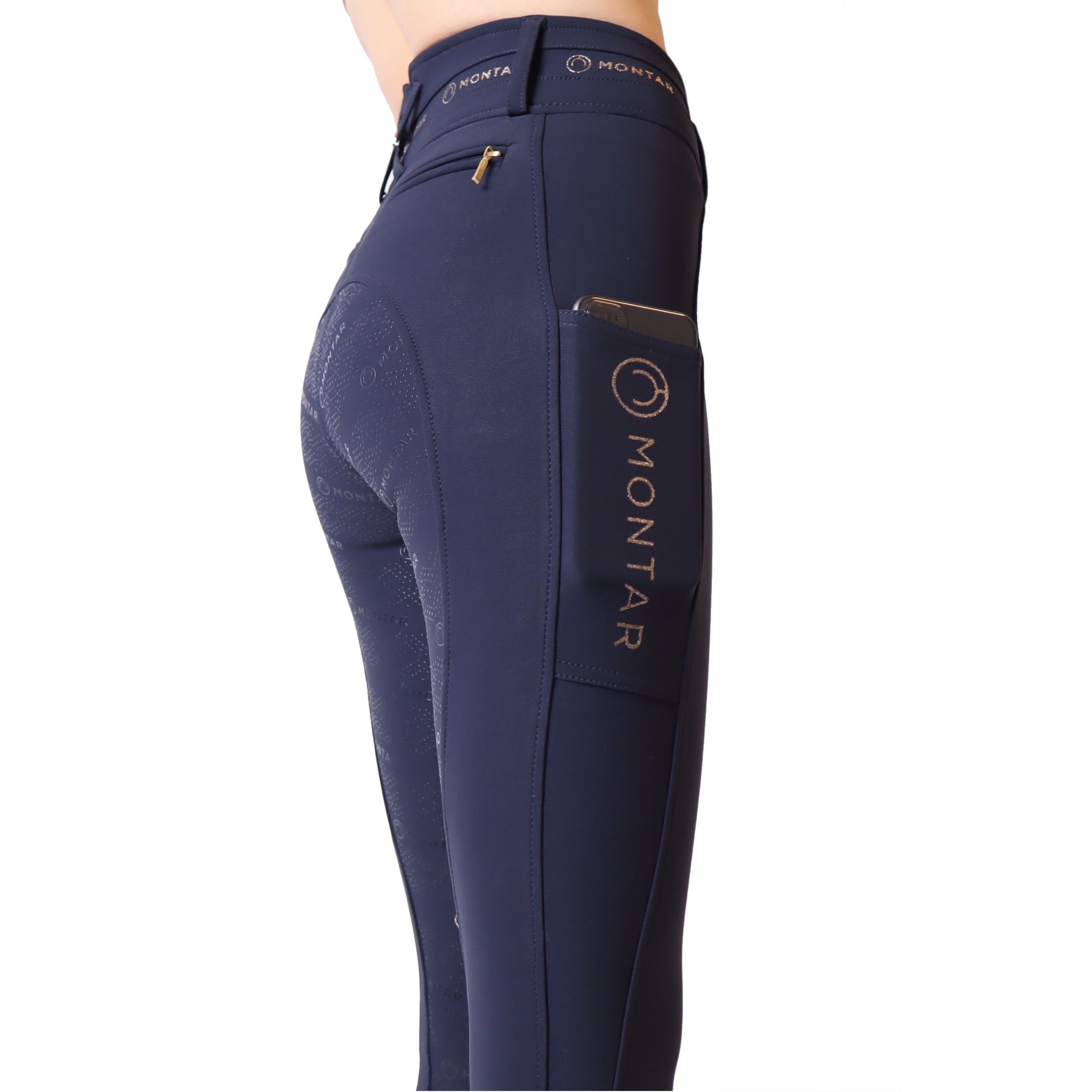 Montar Luna Ladies High Rise Full Grip Breeches, Dark Navy