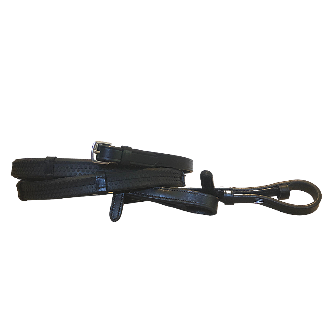 Lumiere Equestrian Leather & Rubber Grip Reins, Black