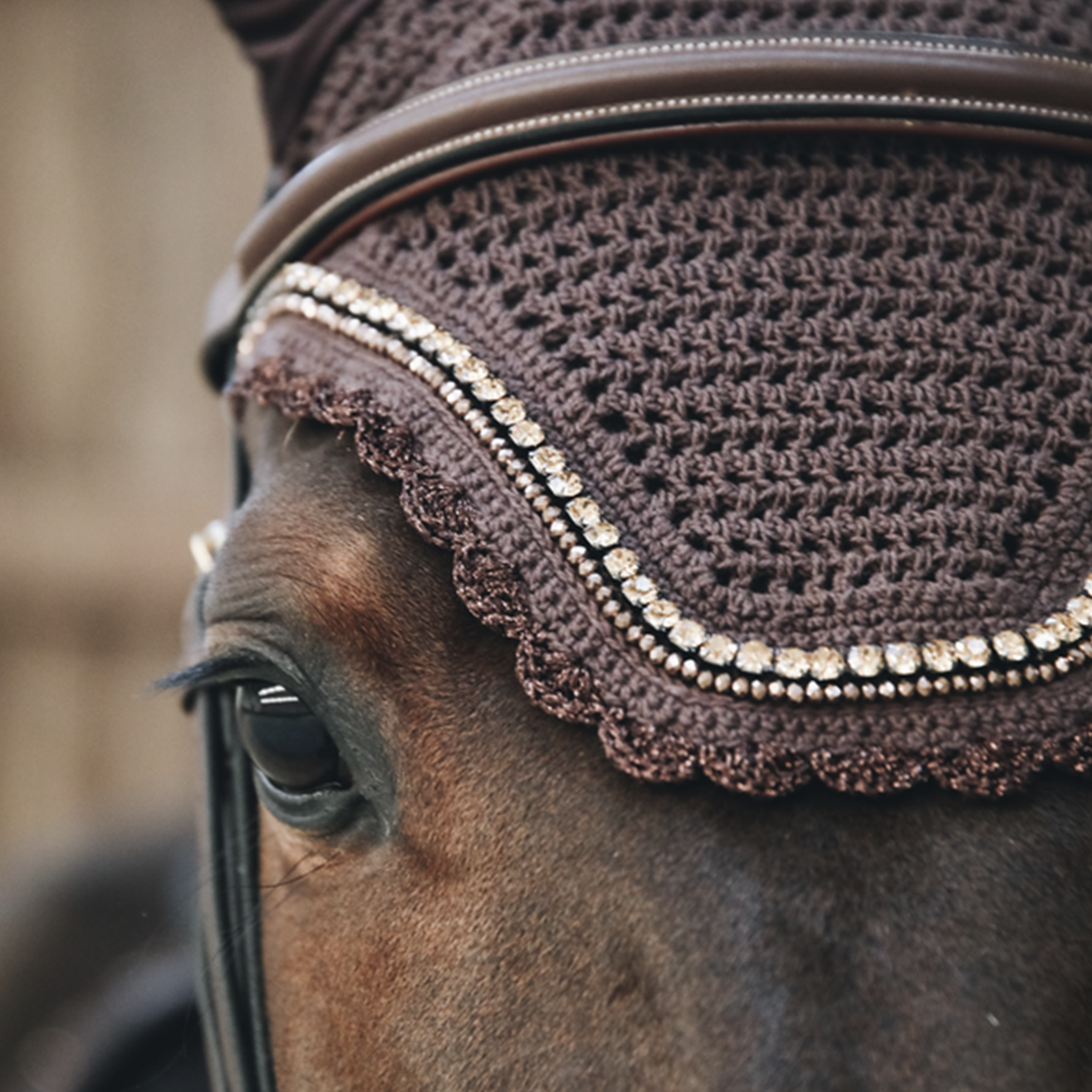 Kentucky Horsewear Fly Veil Wellington Stone & Pearl