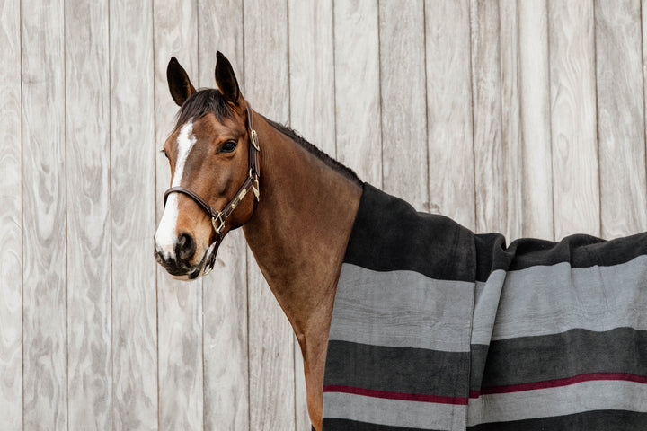 Kentucky Horsewear Heavy Fleece Rug Square Stripes, Black/Grey