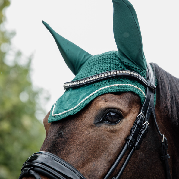 Kentucky Horsewear Fly Veil Wellington Velvet, Dark Green