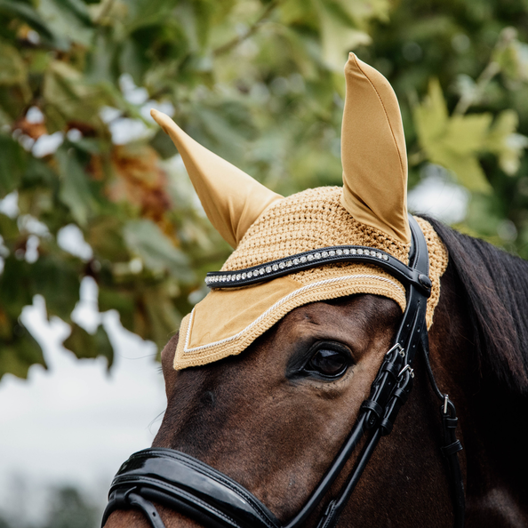 Kentucky Horsewear Fly Veil Wellington Velvet, Mustard