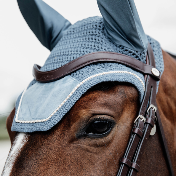 Kentucky Horsewear Fly Veil Wellington Velvet, Light Blue