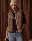 Vala Equestrian Ladies Milla Sherpa Quilted Vest, Taupe