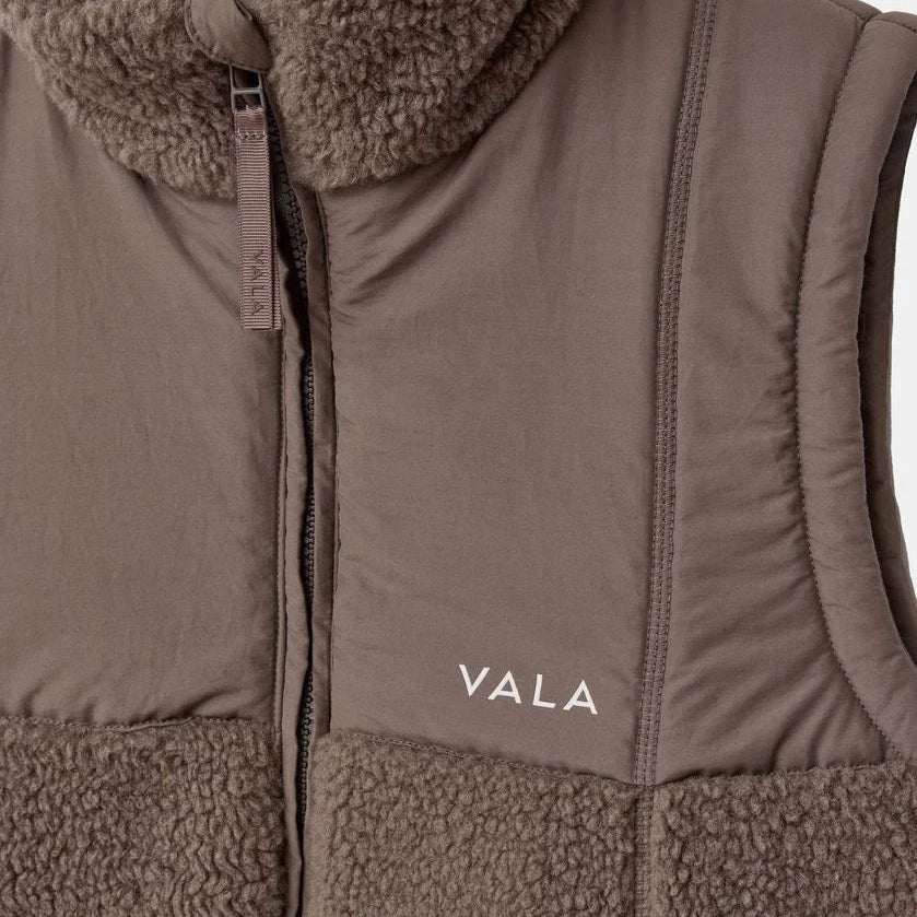 Vala Equestrian Ladies Milla Sherpa Quilted Vest, Taupe