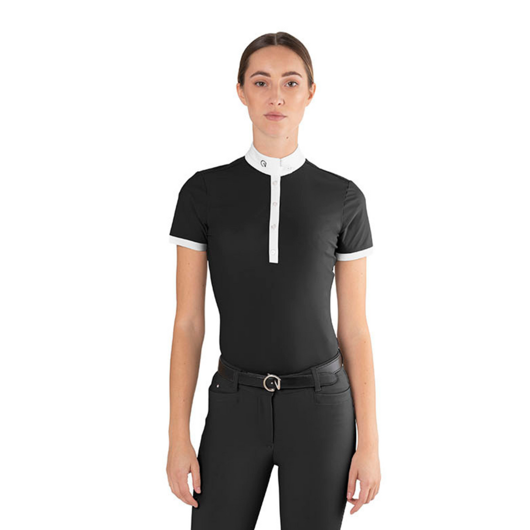 EGO7 MC Short Sleeve Polo Competition Shirt, Black/White