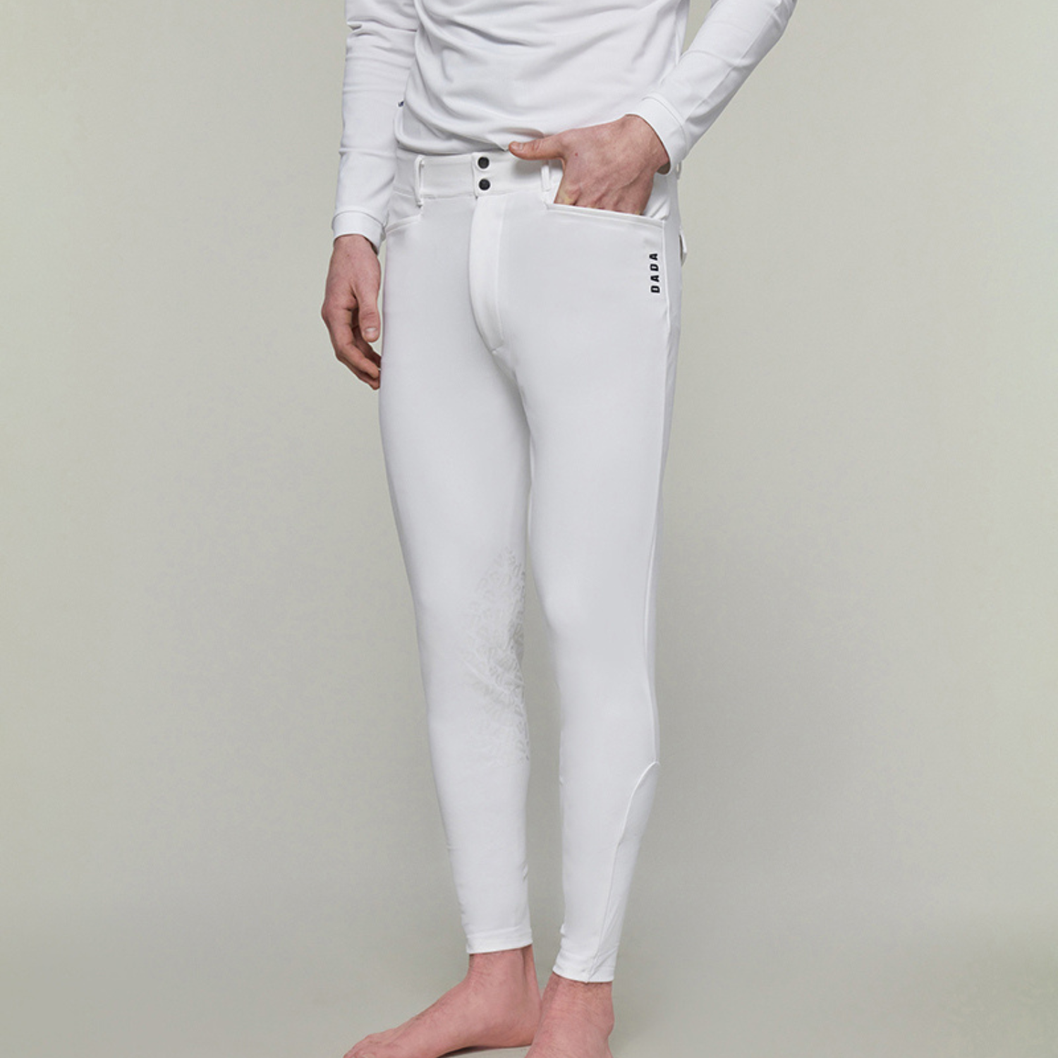 Dada Sport Capitol Mens Knee Grip Breeches, White