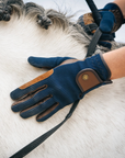 Sixteen Cypress Riding Gloves, Navy & Cognac