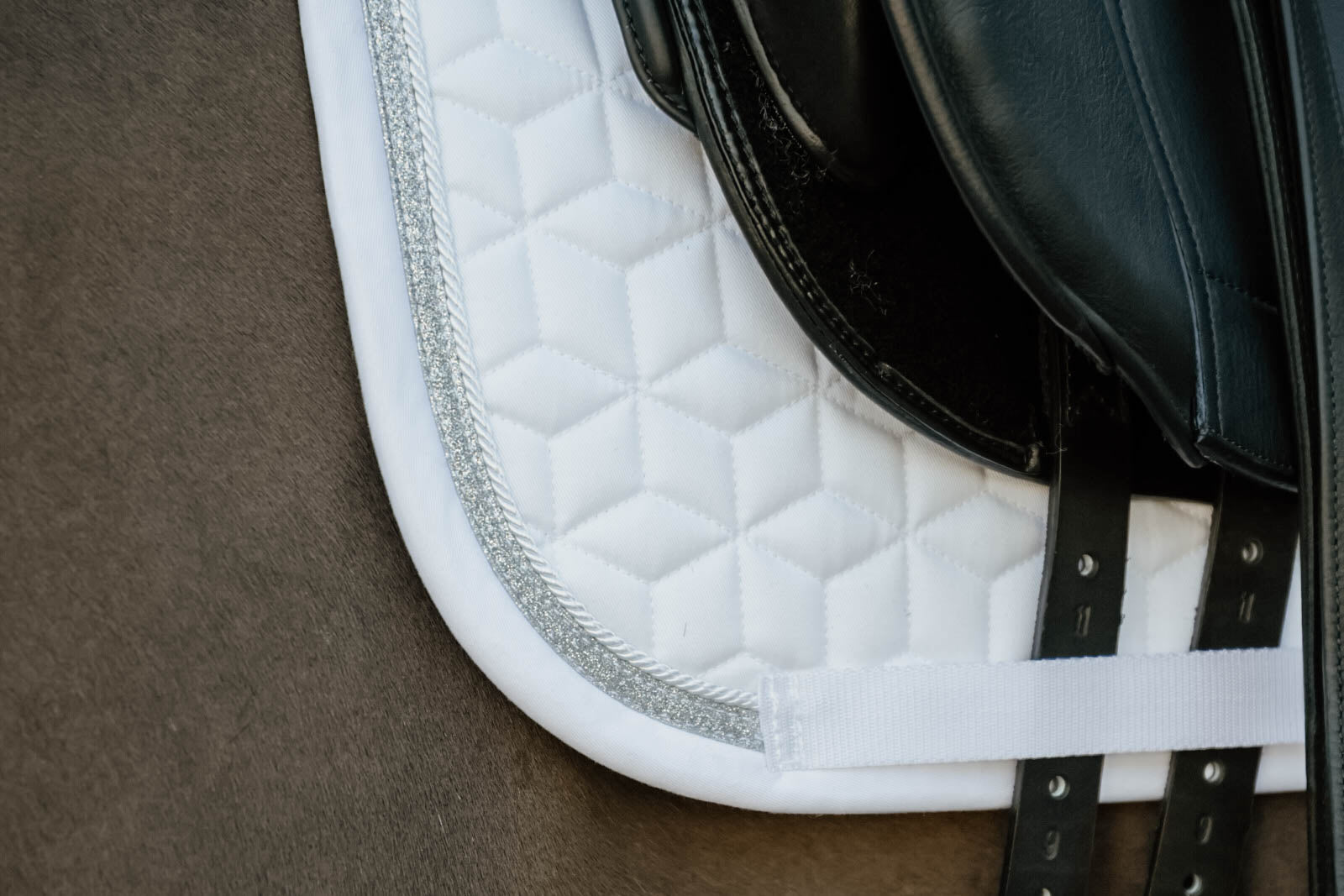 Kentucky Horsewear Glitter Rope Dressage Saddle Pad, White / Marine