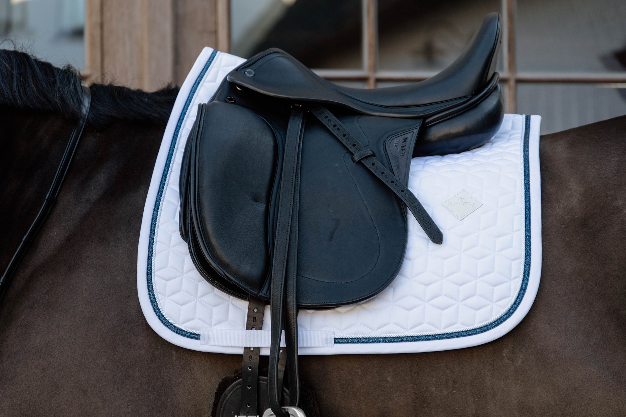 Kentucky Horsewear Glitter Rope Dressage Saddle Pad, White / Marine