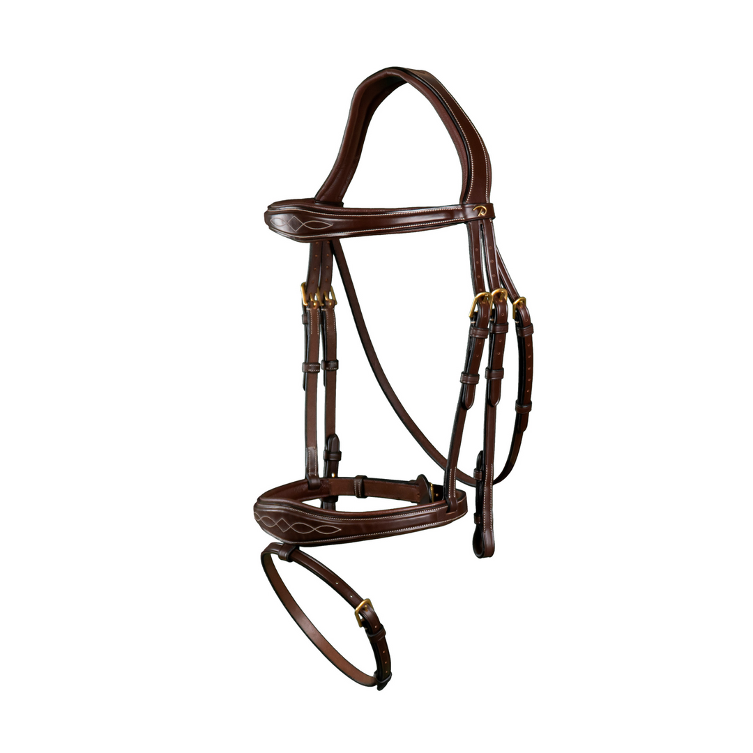 Dy'on Anatomic Flash Noseband Bridle, Brown, D Collection