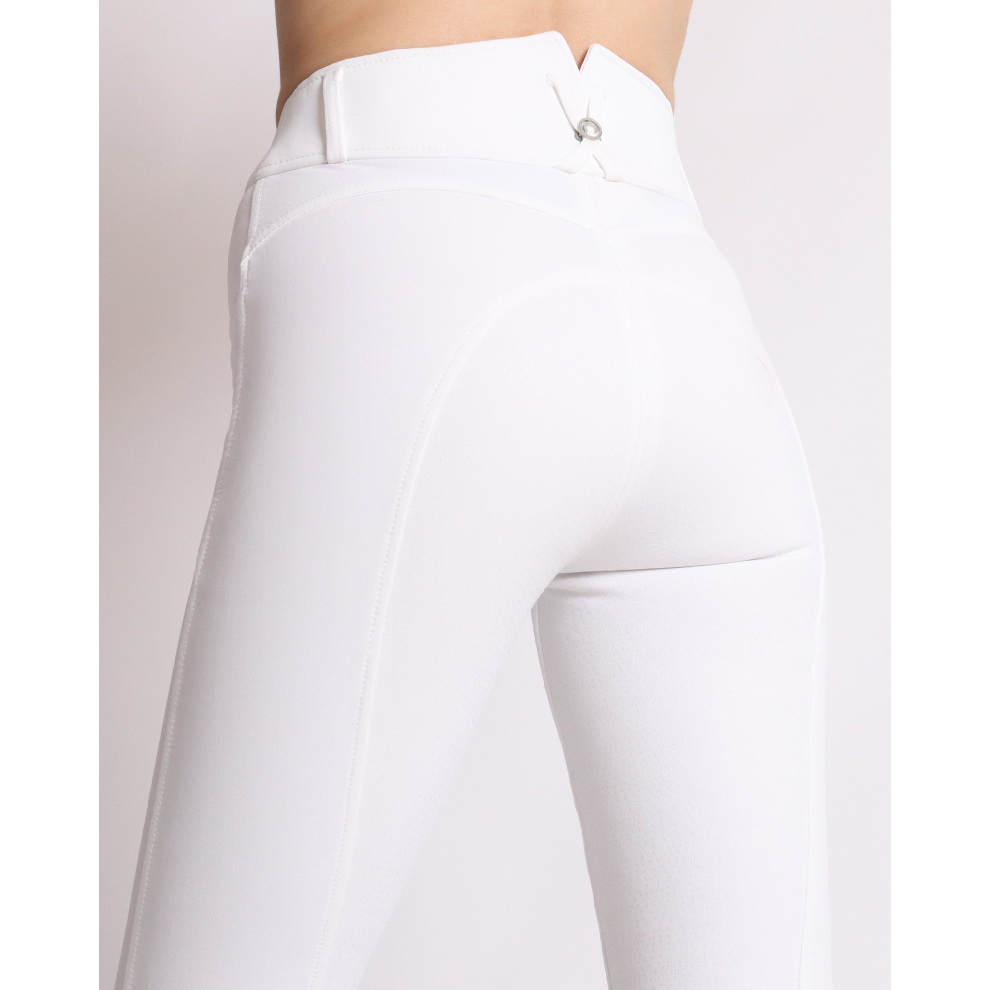 Montar Megan Yati Ladies High Rise Full Grip Breeches, White