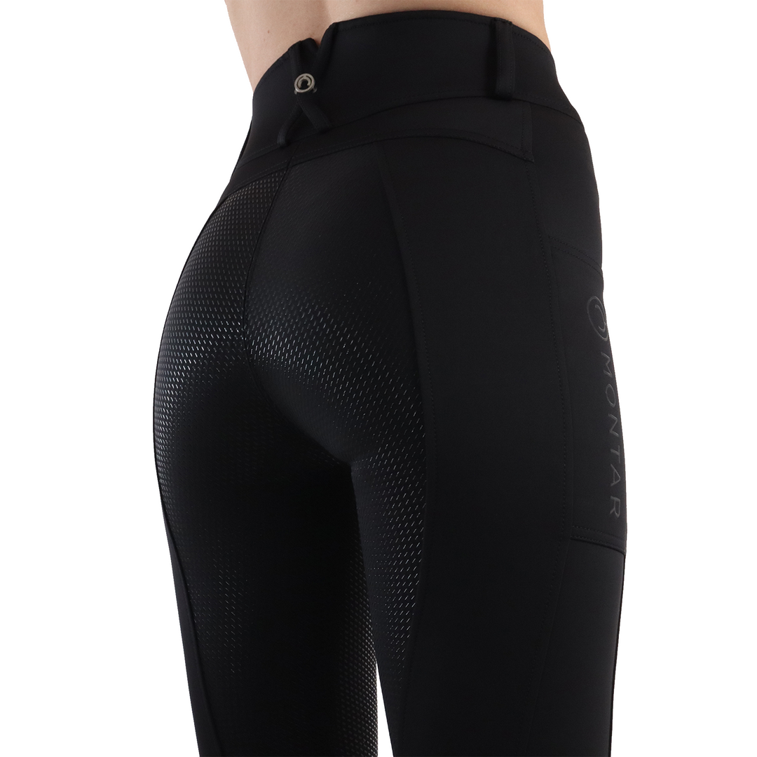 Montar MoMeadow Ladies Hybrid Pull On Riding Tights, Black