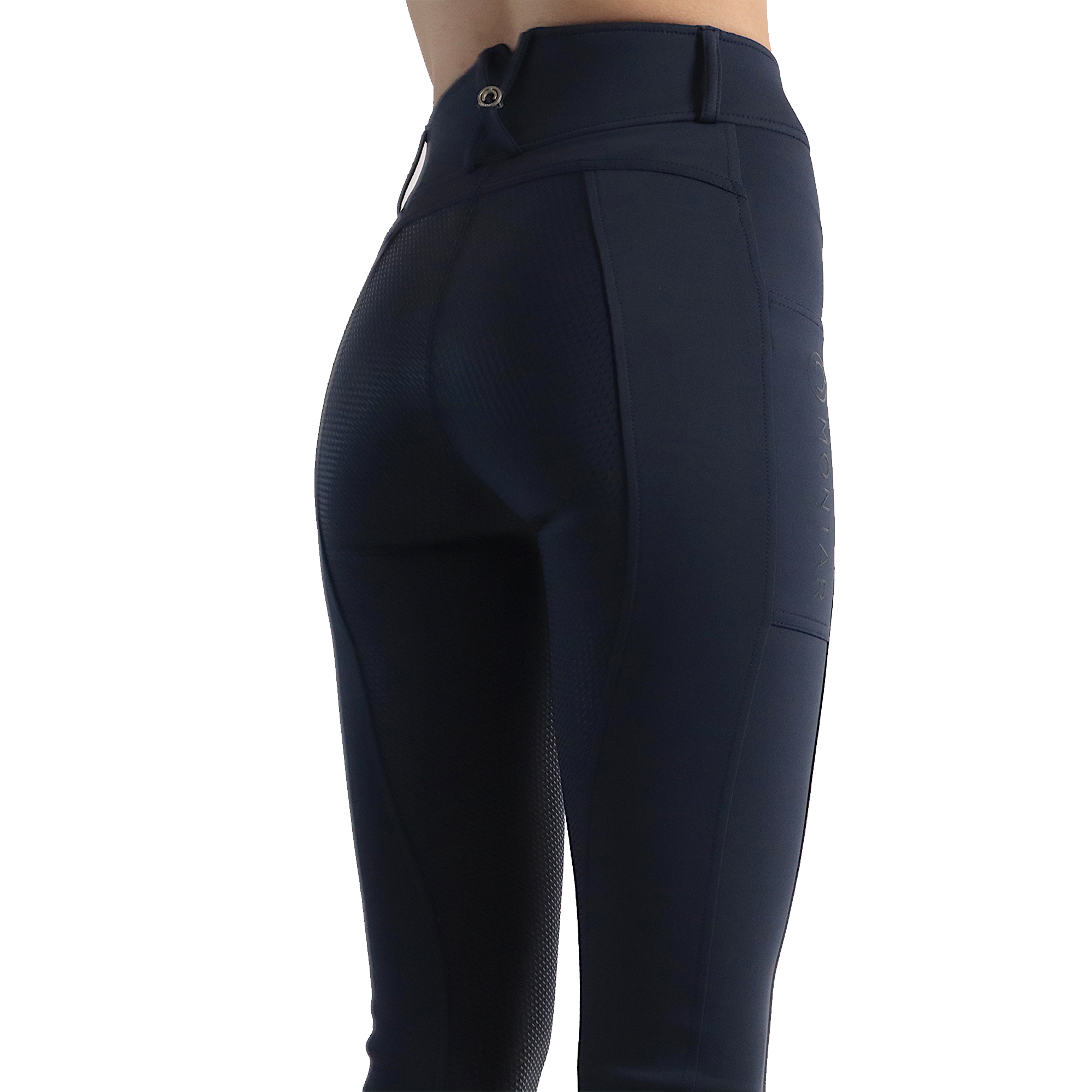 Montar MoMeadow Ladies Hybrid Pull On Full Grip Riding Tights, Dark Navy