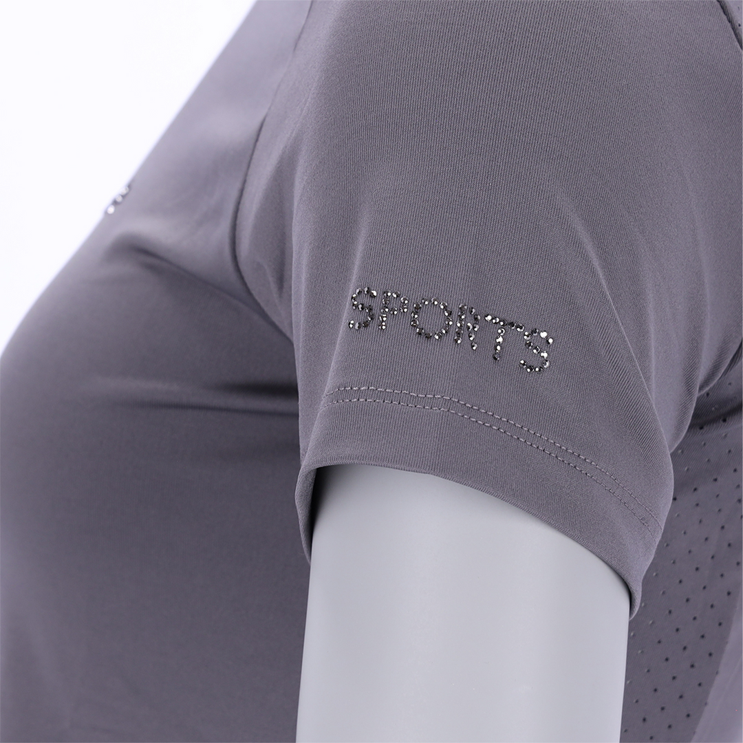 Schockemohle Summer Page Style Ladies Short Sleeve Training Shirt, Slate Grey