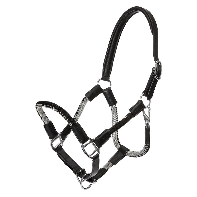 Kavalkade Cavo Rope Halter Set with Lead, Black / Gray