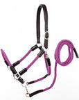 Kavalkade Cavo Rope Halter Set with Lead, Black / Purple