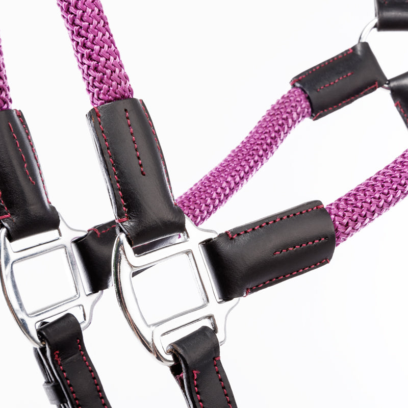 Kavalkade Cavo Rope Halter Set with Lead, Black / Purple