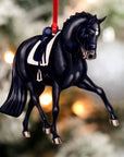 Dressage Horse Christmas Ornament - Black Half Pass Dressage