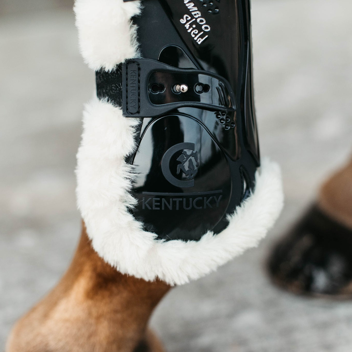 Kentucky Horsewear Vegan Sheepskin Bamboo Tendon Boots, Black