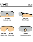 UVEX LGL 51 Sunglasses, Mirror Red Lens