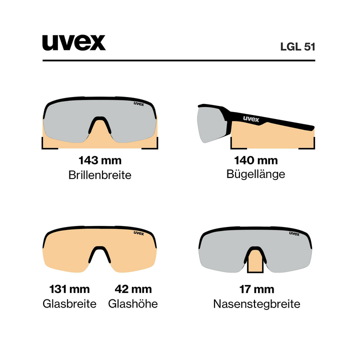 UVEX LGL 51 Sunglasses, Silver Lens