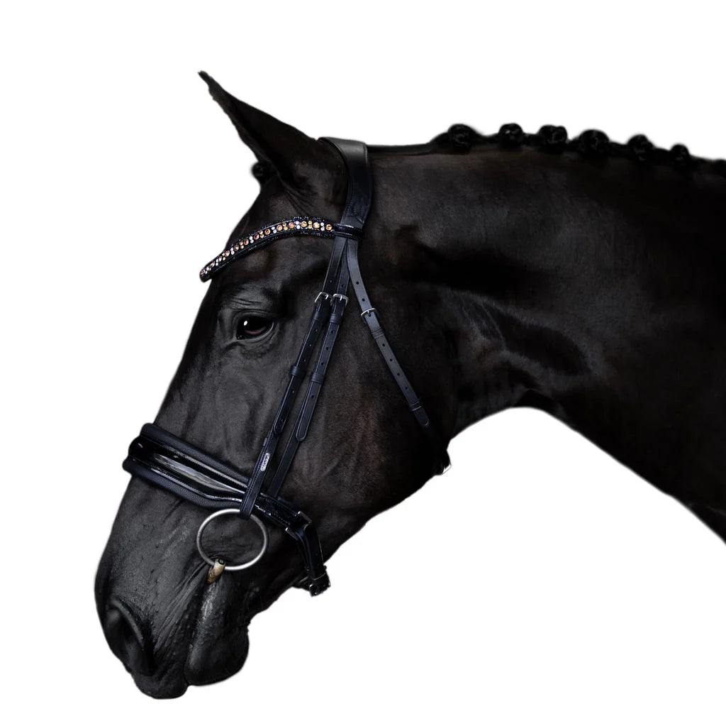 Lumiere Equestrian ARIANA Anatomic Premium Leather Bridle (Cavesson), Black with Reins