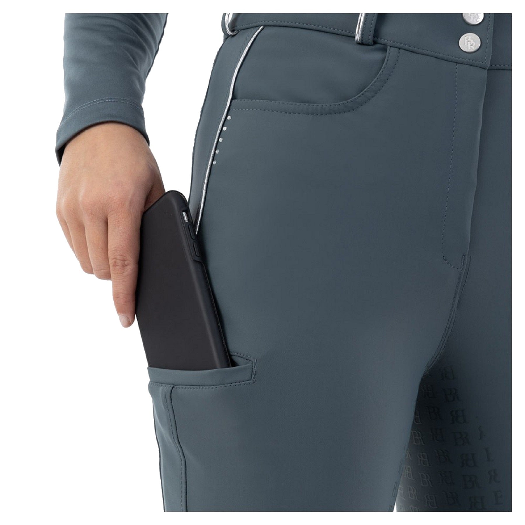 BR Equestrian Full Grip Ladies Riding Breeches Dionne, Dark Slate