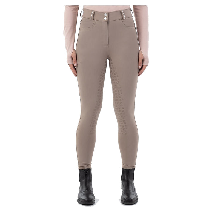 BR Equestrian Full Grip Ladies Riding Breeches Dionne, Taupe Gray
