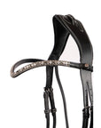 Montar Dlux Grey Snap-On Browband, Black Leather