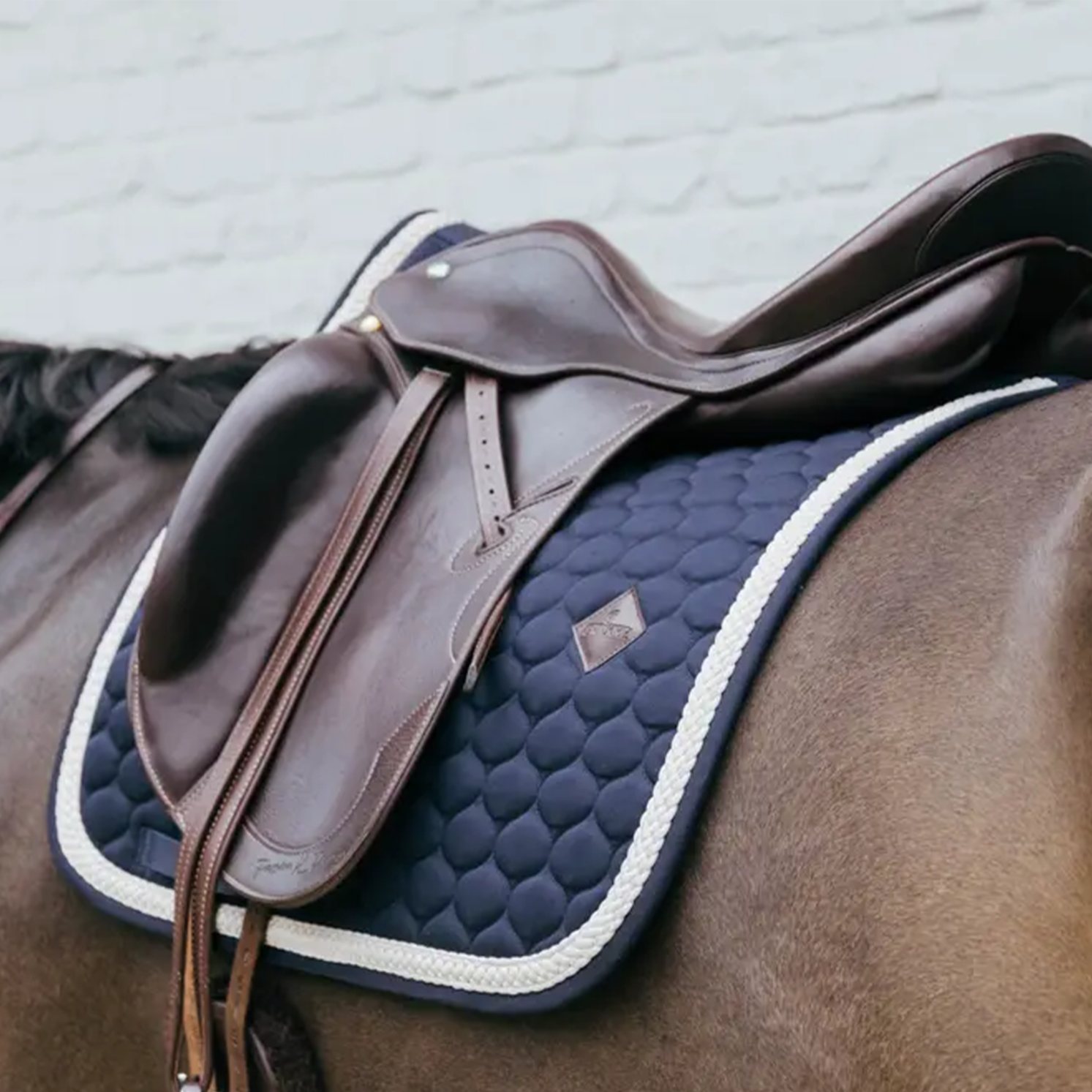 Kentucky Horsewear Dressage Saddle Pad with Plaited Cord, Navy