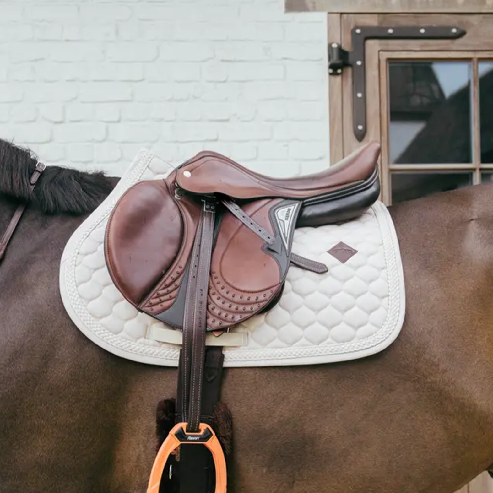 Kentucky Horsewear Show Jumping Saddle Pad with Plaited Cord, Beige