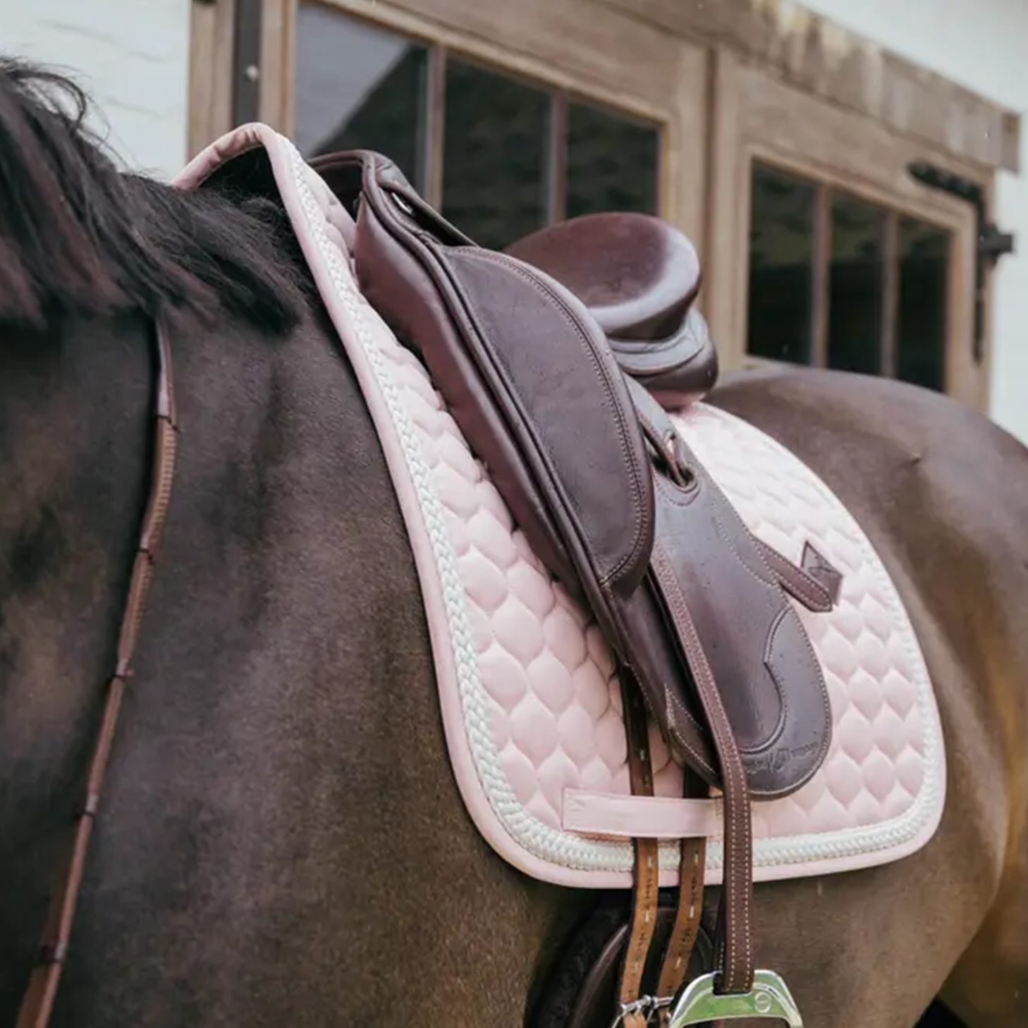 Kentucky Horsewear Dressage Saddle Pad with Plaited Cord, Soft Rose