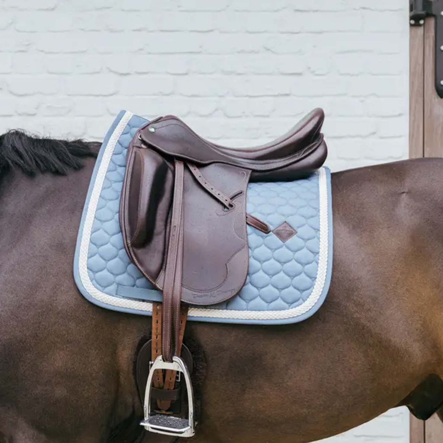 Kentucky Horsewear Dressage Saddle Pad with Plaited Cord, Light Blue