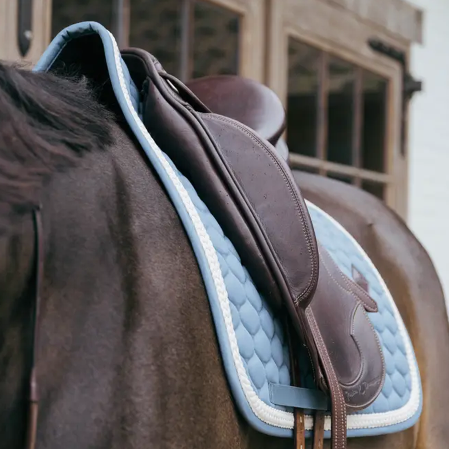 Kentucky Horsewear Dressage Saddle Pad with Plaited Cord, Light Blue