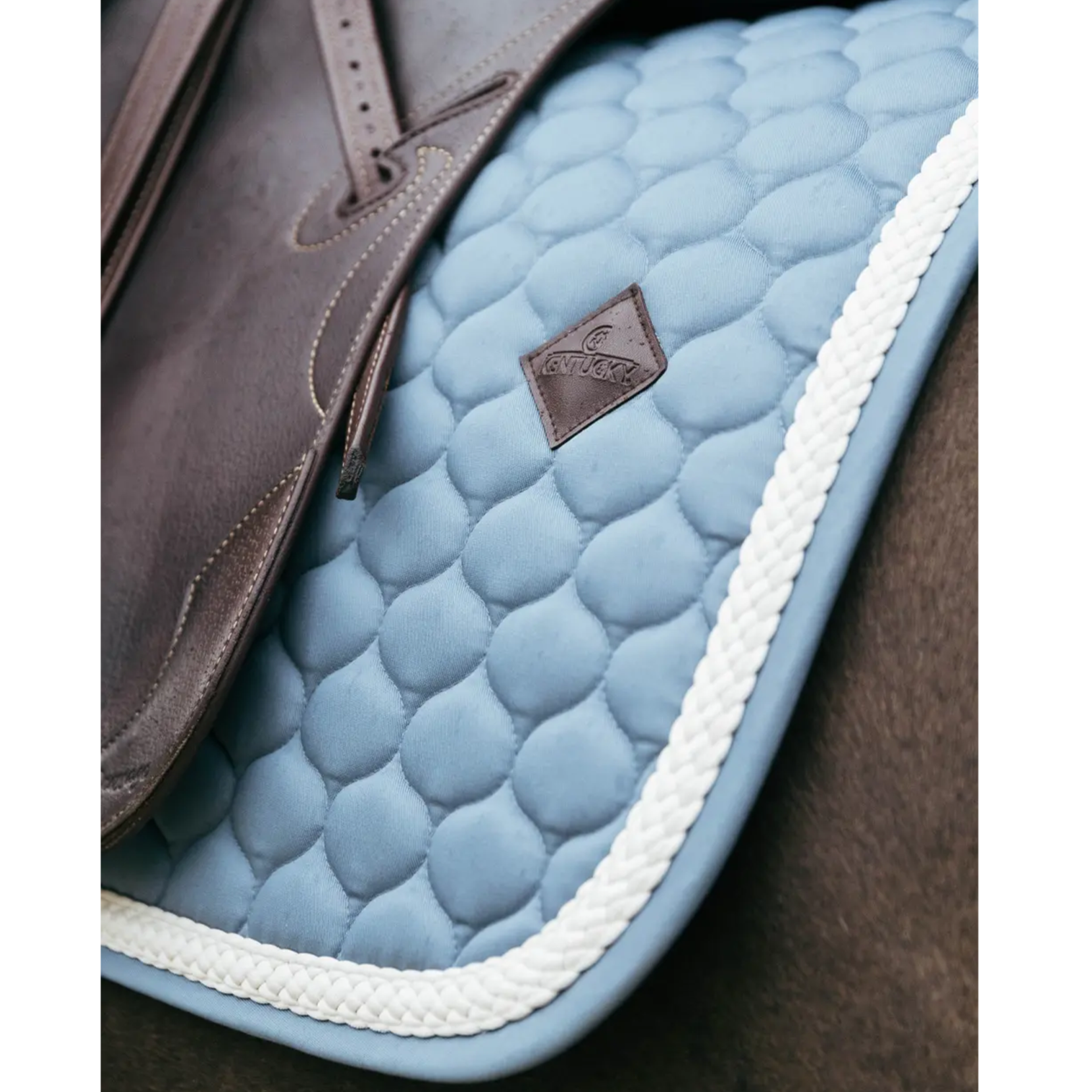 Kentucky Horsewear Dressage Saddle Pad with Plaited Cord, Light Blue