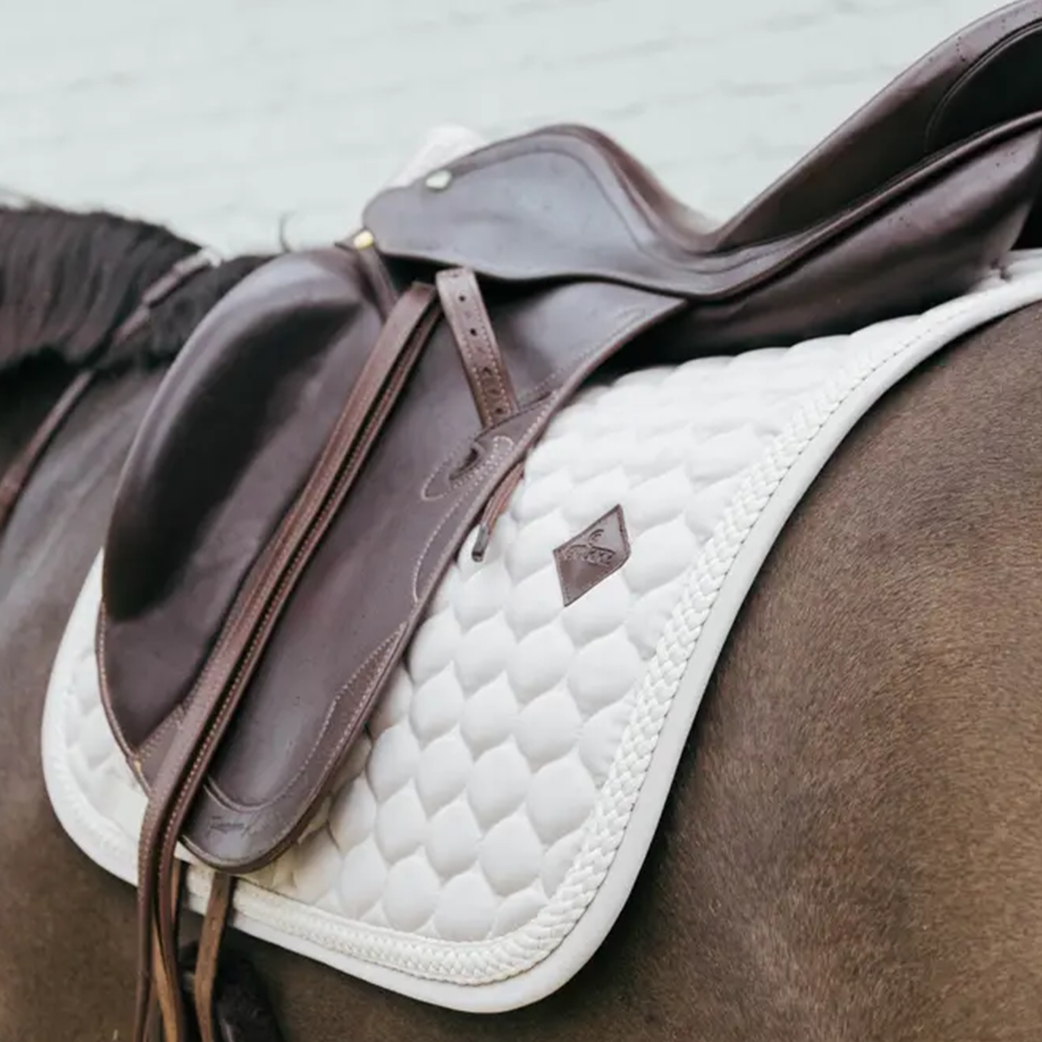 Kentucky Horsewear Dressage Saddle Pad with Plaited Cord, Beige