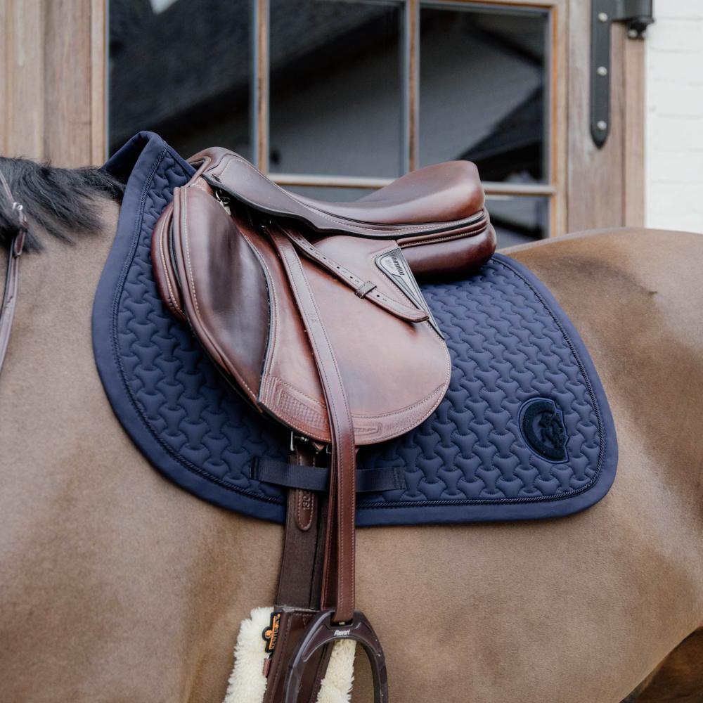 Saddle Pad plaited  3D logo show jumping navy