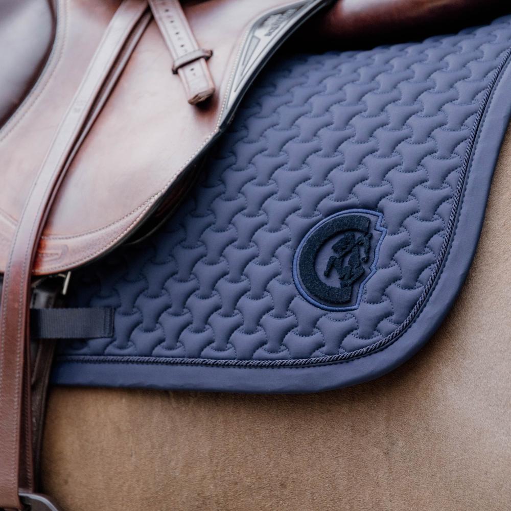 Saddle Pad plaited  3D logo show jumping navy