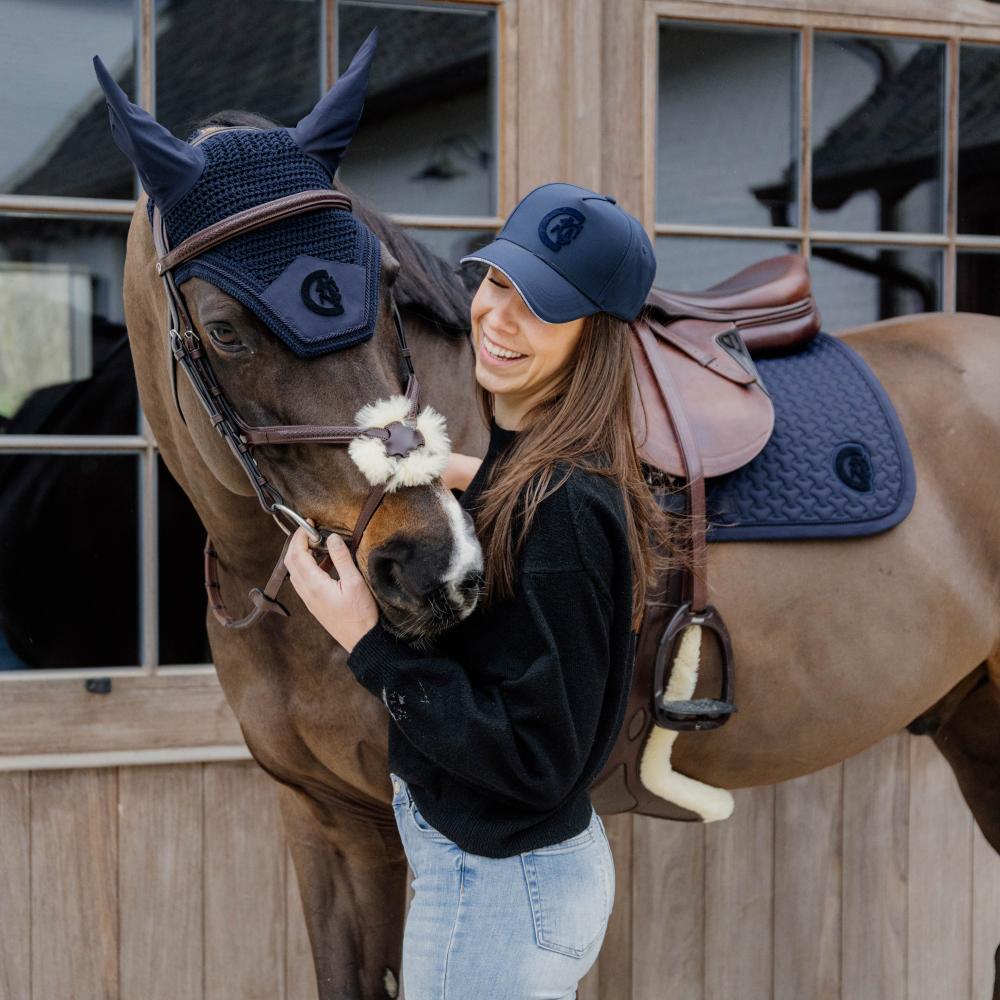 Saddle Pad plaited  3D logo show jumping navy