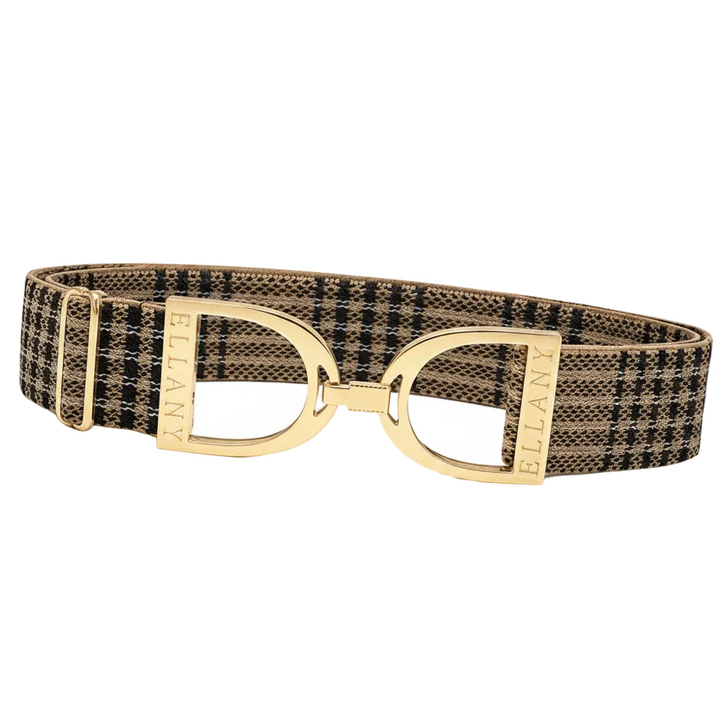 Ellany x 5/A Baker® 1.5" Gold Stirrup Elastic Belt, Baker Stripe