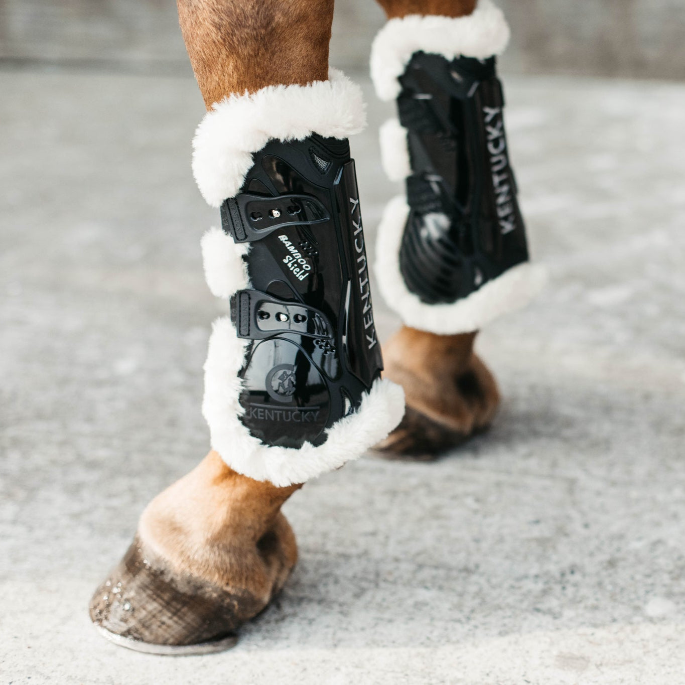 Kentucky Horsewear Vegan Sheepskin Bamboo Tendon Boots, Black