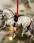 Dressage Horse Ornament - Light Gray Extended Trot Dressage