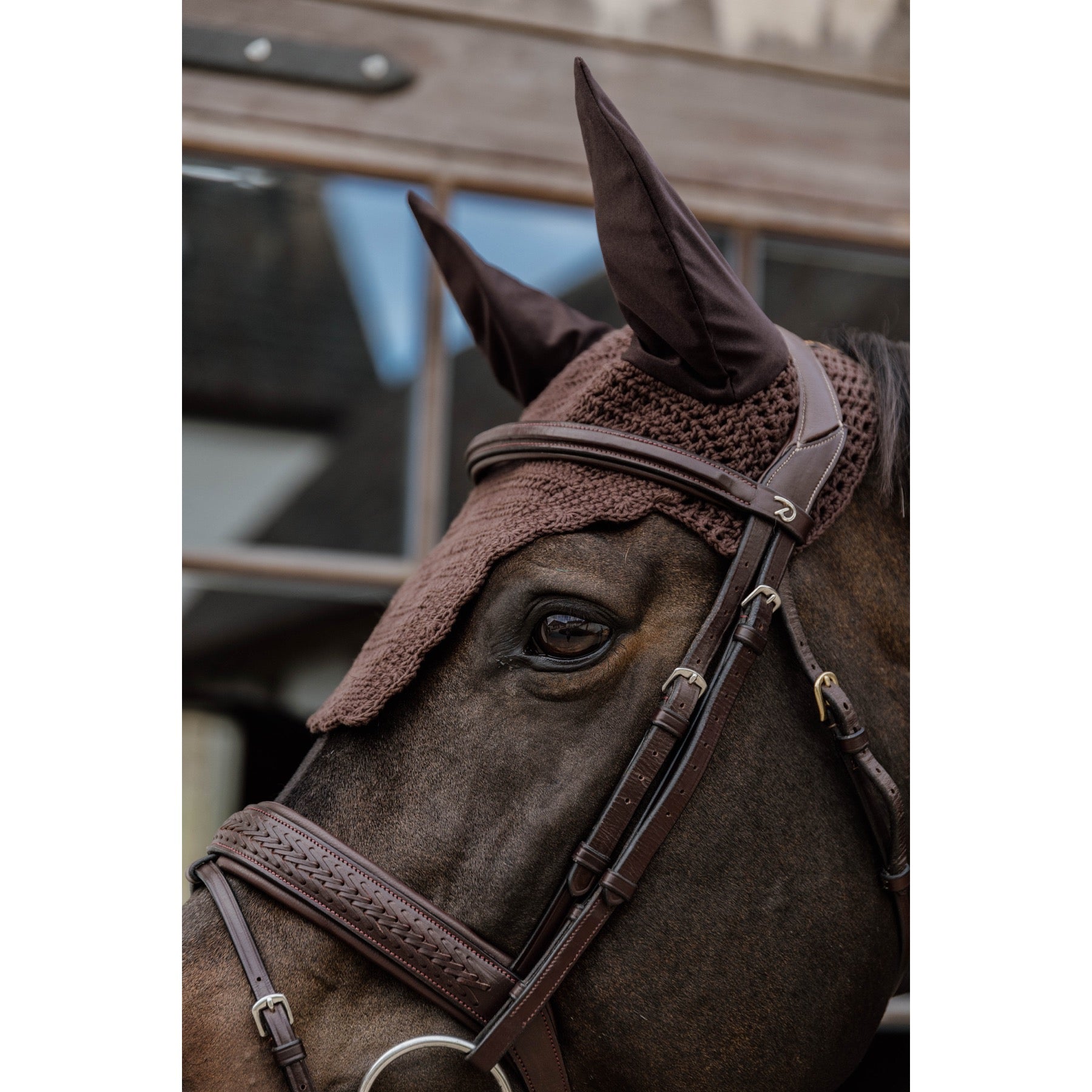 Kentucky Horsewear Fly Veil Wellington Wave, Brown