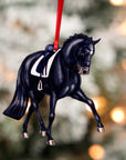 Dressage Horse Christmas Ornament - Black Half Pass Dressage