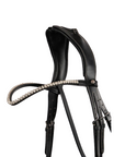 Montar Fair Curved Clear Crystal Snap-On Browband, Black Leather