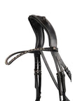 Montar Fair Curved Black Crystal Snap-On Browband, Black Leather